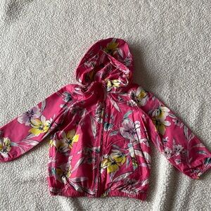 Baby gap pink floral jacket with hood